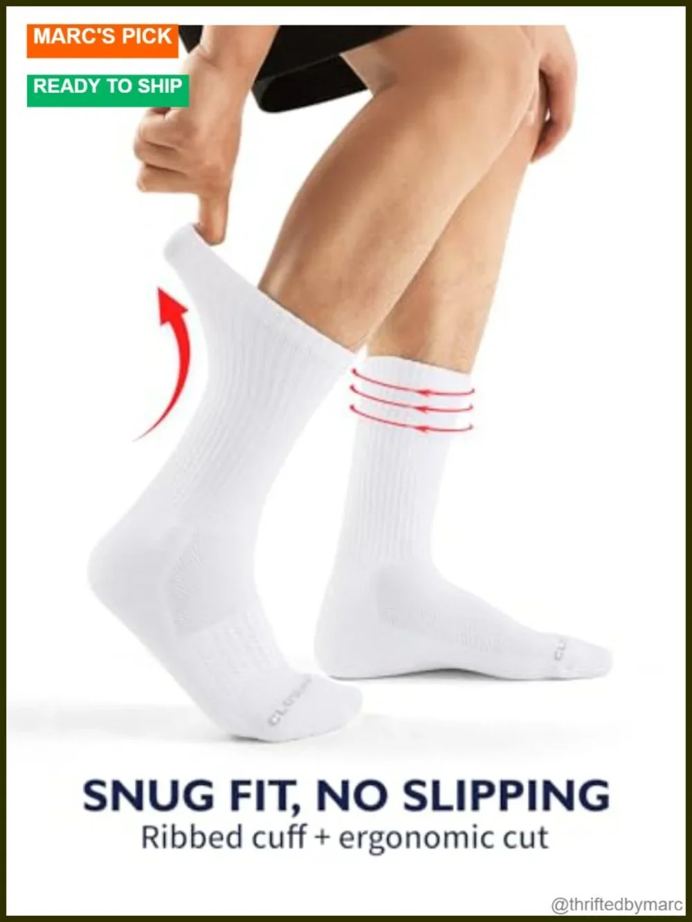 Moisture-Wicking Athletic Cushioned Crew Socks 6 Pairs Cotton Comfy Running